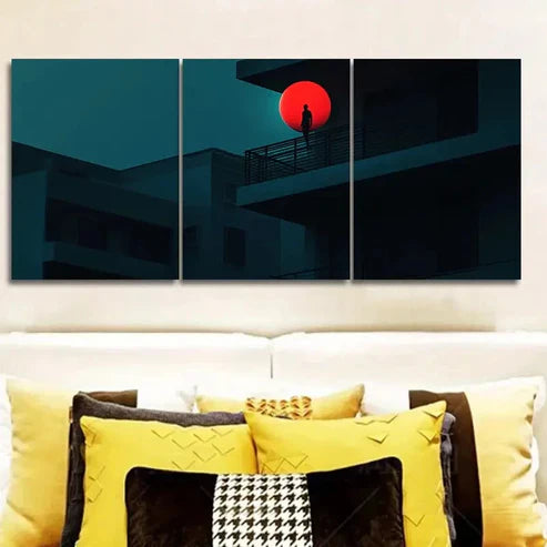 3pcs The Red Ball on the Wall Wall Art Set Wall Art Canvas Unframed – High Quality Print 100% Australian Made Wall Canvas