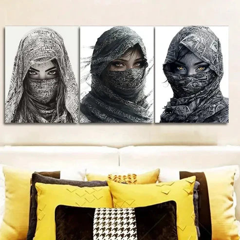 3pcs The mysterious cloaked woman of Egypt Wall Art Set Canvas Unframed - High Quality Print 100% Australian Made Wall Canvas