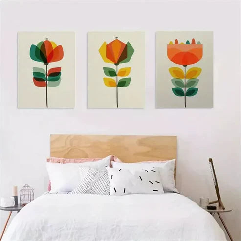 3pcs Modern Minimalist Floral Canvas Framed 60x90cm - High Quality Print 100% Australian Made Wall Canvas Ready to Hang - Bella Home Decor