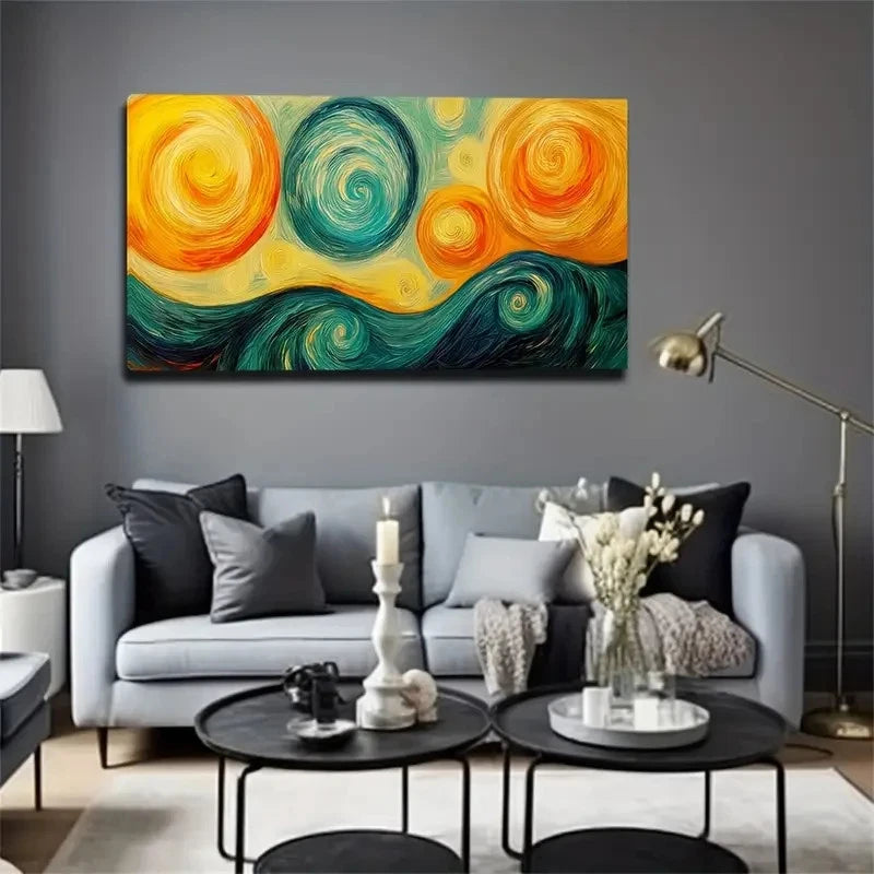 Vibrant Vortex Pattern Suitable Wall Art Canvas Office Home Room Framed 120x60cm