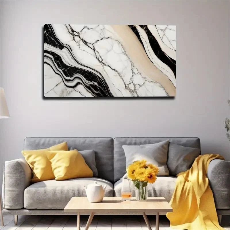 Abstract Marble Stripe Décor Wall Art Canvas Office Home Room Framed 120x60cm