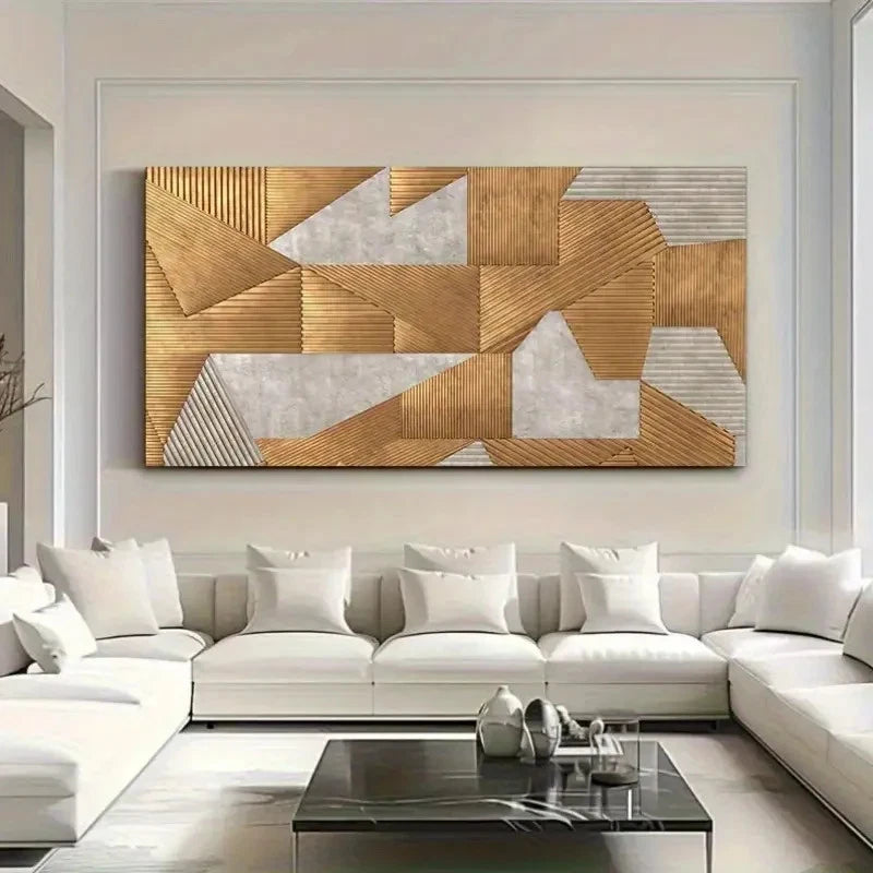 Minimalist Golden Graffiti Wall Art Canvas Office Home Room Framed 120x60cm