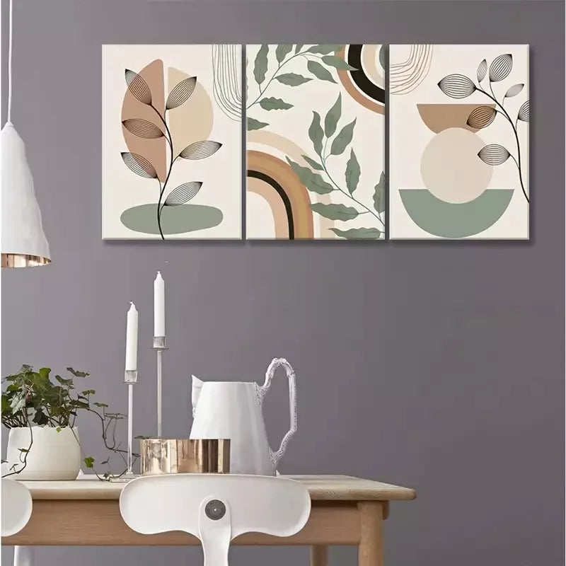 3pcs Abstract Sage Green Bohemian Canvas Framed 40x60cm - High Quality Print 100% Australian Made Wall Canvas Ready to Hang - Bella Home Decor