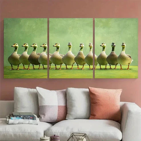3pcs Silly Goose Funny illustration Wall Art Set Canvas Unframed - High Quality Print 100% Australian Made Wall Canvas