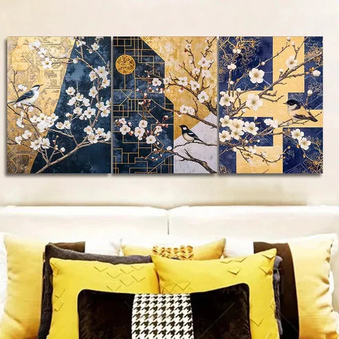 3pcs Featuring a Plum Design Wall Art Canvas Unframed - High Quality Print 100% Australian Made Wall Canvas