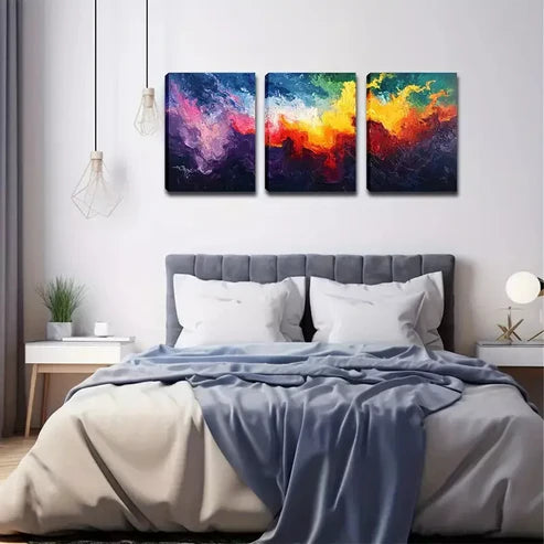 3pcs Vibrant Abstract River Wall Art Canvas Unframed - High Quality Print 100% Australian Made Wall Canvas
