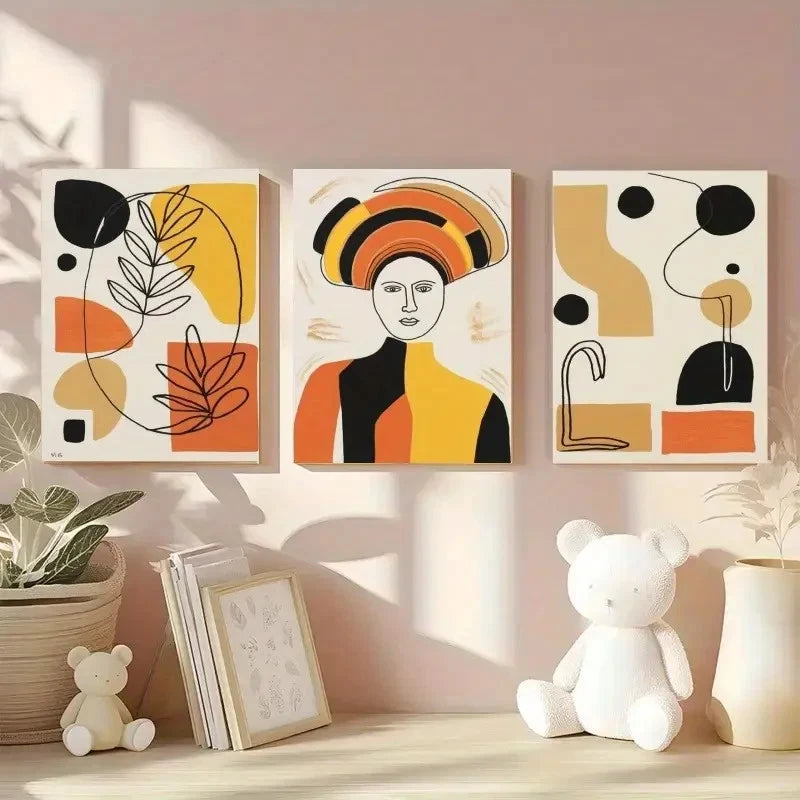 3pcs Portrait Style with Bold Colors Wall Art Set Canvas Framed 60x90cm - High Quality Print 100% Australian Made Wall Canvas Ready to Hang - Bella Home Decor
