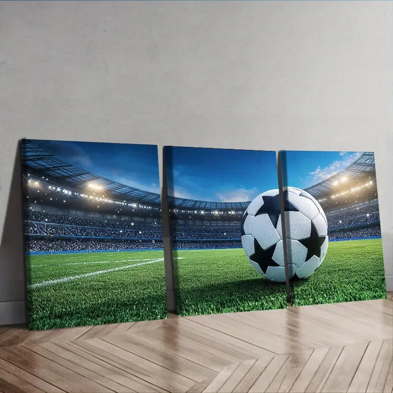 3pcs Big football Wall Art Canvas Wall Art Set Canvas Framed 40x60cm - High Quality Print 100% Australian Made Wall Canvas Ready to Hang - Bella Home Decor