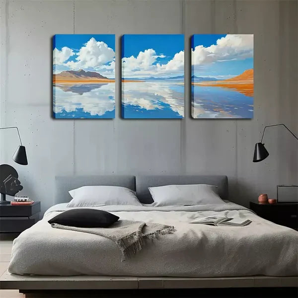3pcs Water And Sky Color, Attractive Wall Art Set Canvas Framed 60x90cm - High Quality Print 100% Australian Made Wall Canvas Ready to Hang - Bella Home Decor