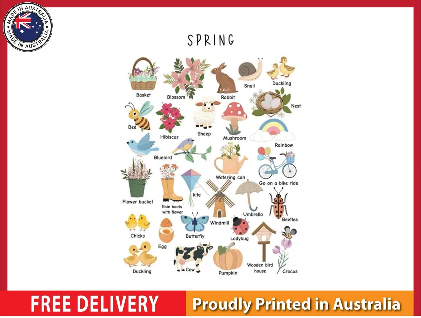 NEW (LAMINATED) Spring (61X91CM) Classroom CHART PICTURE PRINT