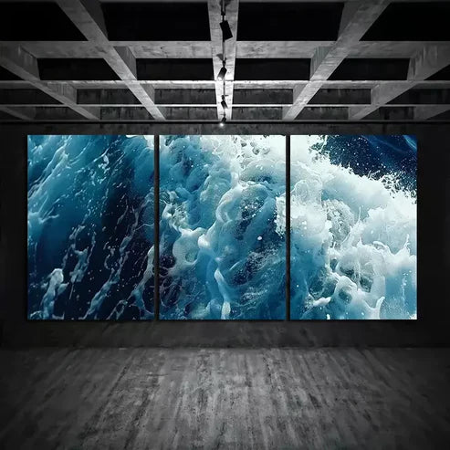 3pcs Oil Painting Waves Aerial View Wall Art Set Canvas Unframed - High Quality Print 100% Australian Made Wall Canvas