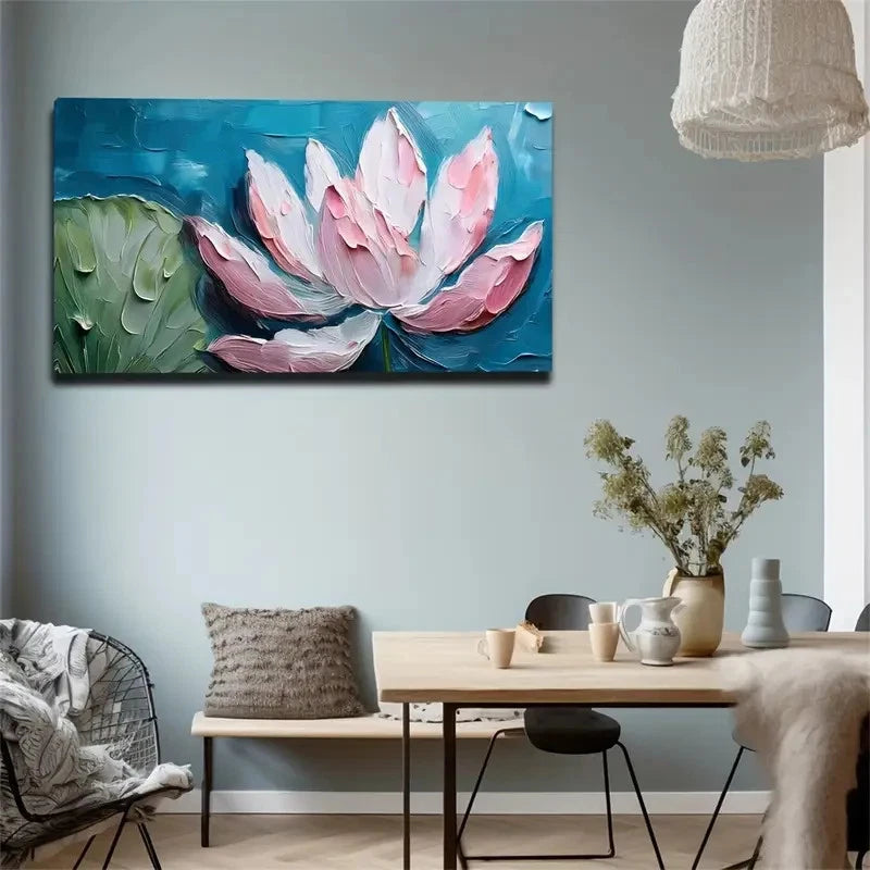 Lotus Pigment Acrylic Wall Art Canvas Office Home Room Framed 120x60cm