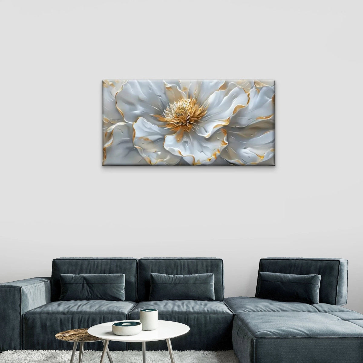 White Flowers Petal Floral Wall Art Canvas Office Home Room Framed 120x60cm