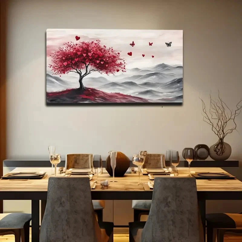 Mountain Top with Butterflies Wall Art canvas office home room framed 120x60cm