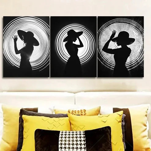 3pcs The Girl Under the Circle Wall Art Set Wall Art Canvas Unframed – High Quality Print 100% Australian Made Wall Canvas