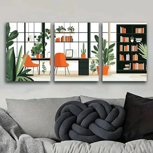 3pcs Houseplants Painting Modern Home Perfect Wall Art Set Canvas Unframed - High Quality Print 100% Australian Made Wall Canvas