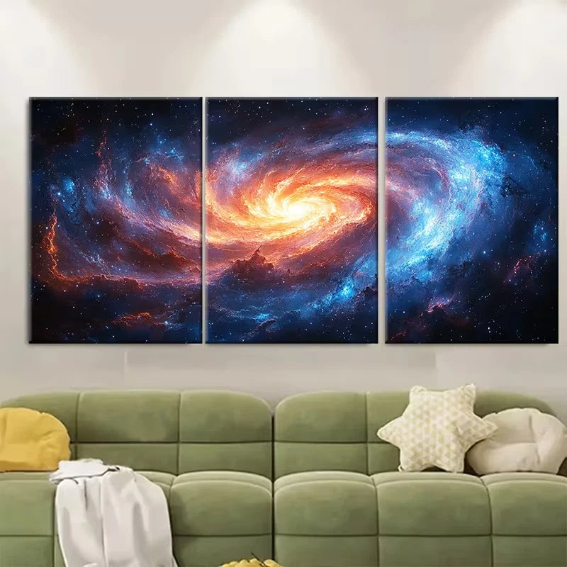 3pcs Ethereal Flocculent Spiral Galaxy Metal Print Ready to Hang Art
