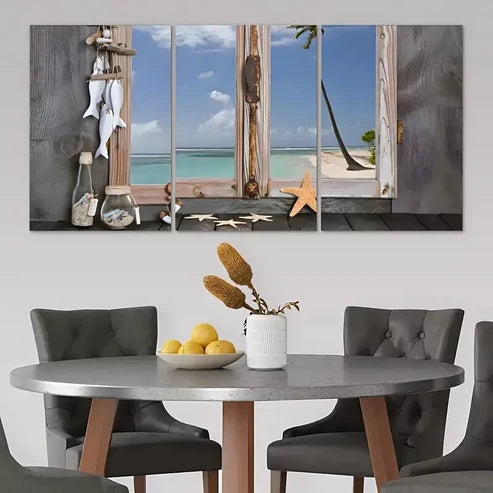 3pcs Beach Starfish Seashells Canvas Unframed - High Quality Print 100% Australian Made Wall Canvas - Bella Home Decor