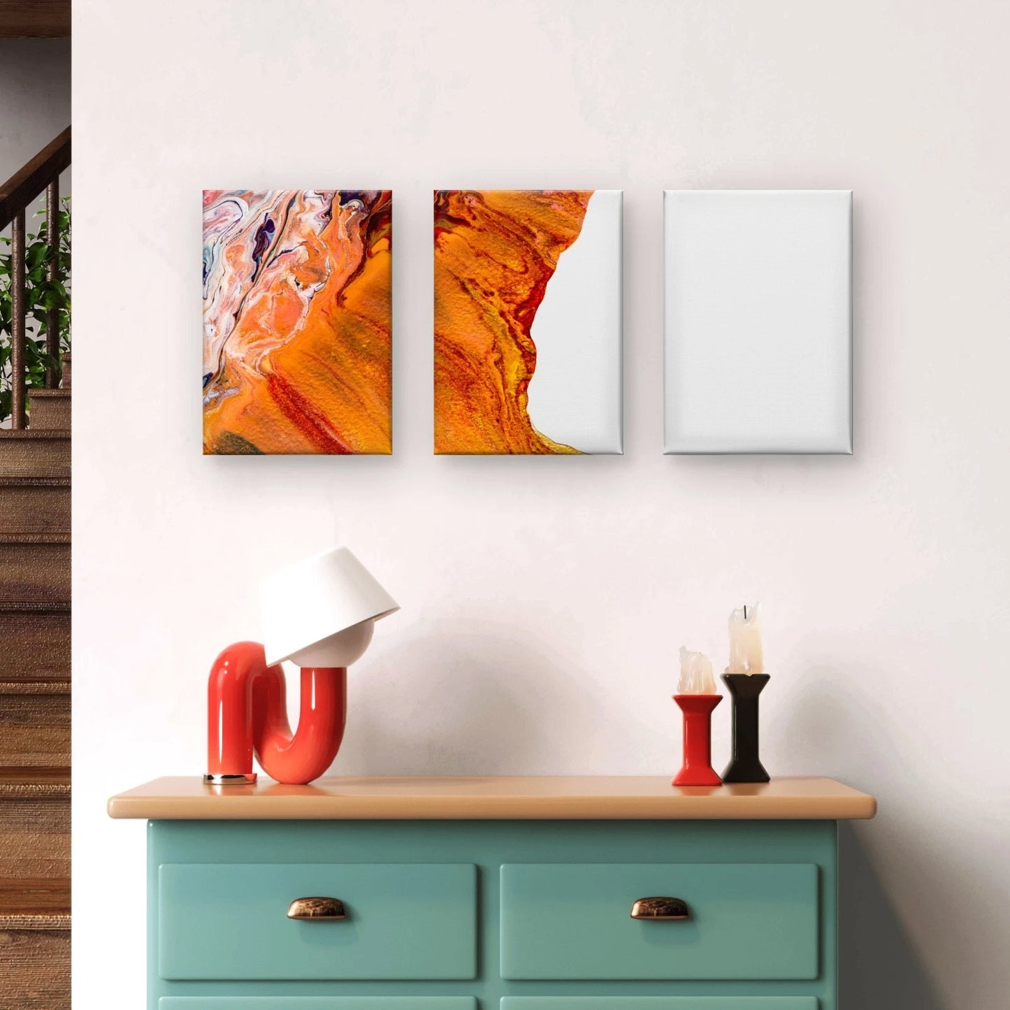 3pcs Abstract Paint Fluid Pour Art Wall Art Set Canvas Framed 60x90cm - High Quality Print 100% Australian Made Wall Canvas Ready to Hang