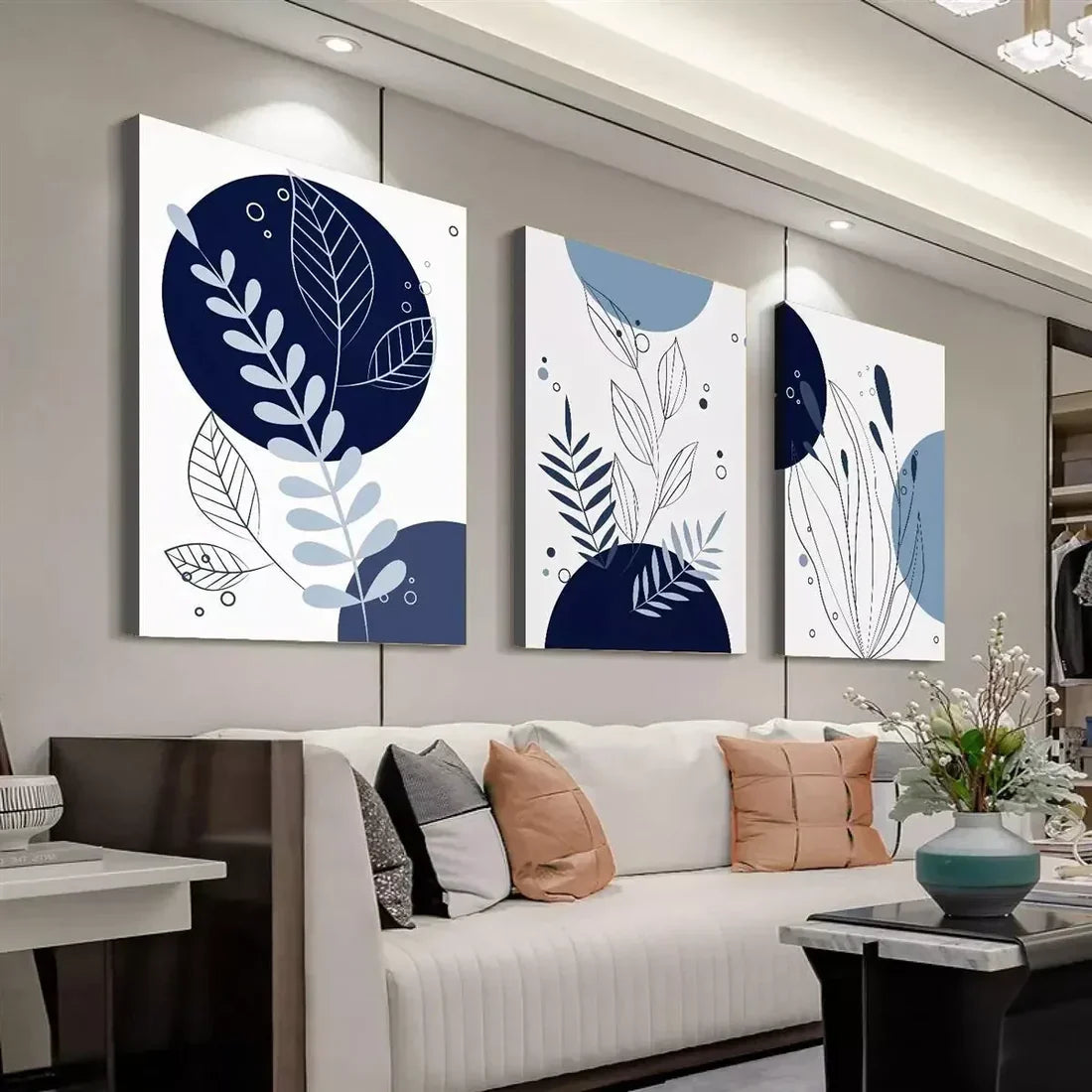3pcs Abstract Geometric Modern Minimalist Wall Art Set Canvas Unframed - High Quality Print 100% Australian Made Wall Canvas - Bella Home Decor