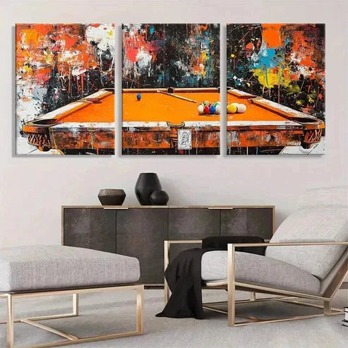 3pcs Abstract Billiards Pool Table Club Perfect Wall Art Canvas Unframed - High Quality Print 100% Australian Made Wall Canvas - Bella Home Decor