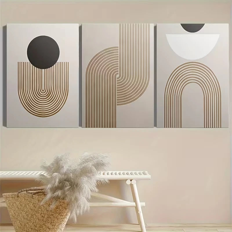 3pcs Minimalist Bohemian Metal Print Ready to Hang Art