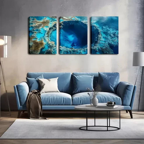 3pcs Serene Blue-Eyed Lake Landscape Wall Art Set Canvas Unframed - High Quality Print 100% Australian Made Wall Canvas