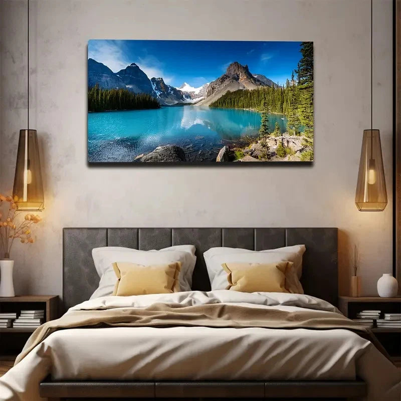 Distant Mountains Suitable Wall Art Canvas Office Home Room Framed 120x60cm
