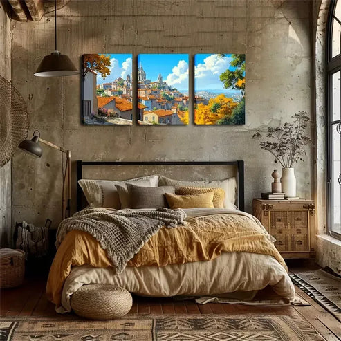 3pcs Characteristic Mountain City Wall Art Canvas Unframed - High Quality Print 100% Australian Made Wall Canvas - Bella Home Decor
