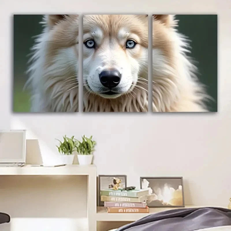 3pcs Golden Retriever Portrait With Blue Eyes Wall Art Set Canvas Framed 40x60cm - High Quality Print 100% Australian Made Wall Canvas Ready to Hang - Bella Home Decor