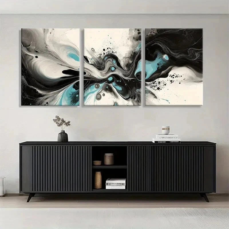 3pcs Black and White Abstract Canvas Framed 50x70cm - High Quality Print 100% Australian Made Wall Canvas Ready to Hang - Bella Home Decor
