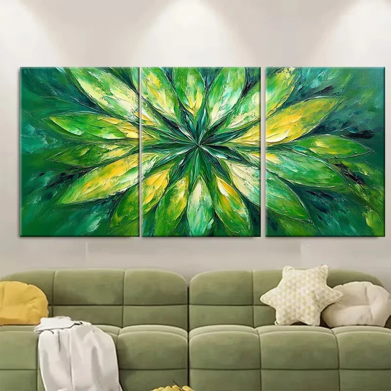 3pcs Sunburst Flower Textured Metal Print Ready to Hang Art