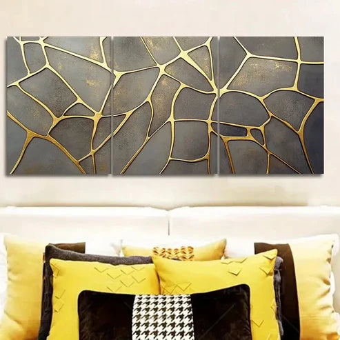 3pcs Complex Geometric Pattern Painting Wall Art Canvas Unframed - High Quality Print 100% Australian Made Wall Canvas - Bella Home Decor