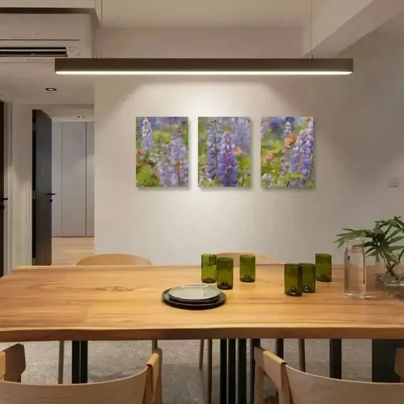 3pcs Purple Flower Plants Nature Wall Art Set Canvas Framed 50x70cm - High Quality Print 100% Australian Made Wall Canvas Ready to Hang