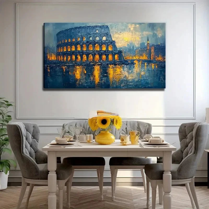 Evening Dark Architecture Wall Art Canvas Office Home Room Framed 120x60cm