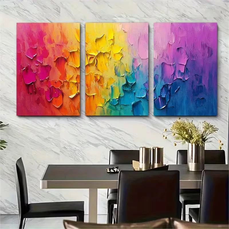 3pcs Vibrant Abstract Colorful Gradient Art Metal Print Ready to Hang Art