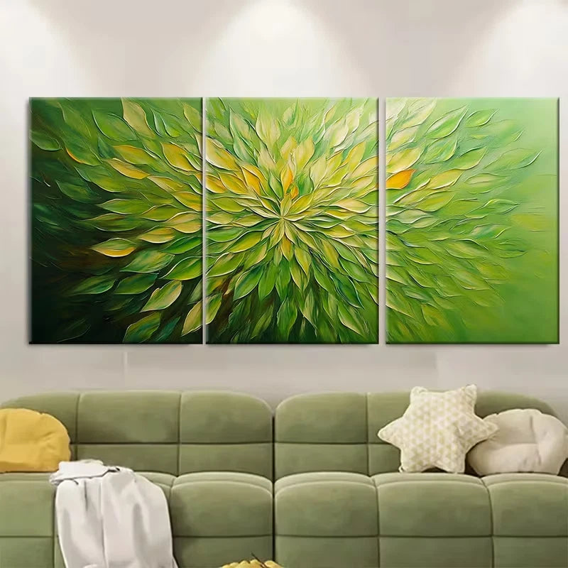 3pcs Sunburst Flower Textured Metal Print Ready to Hang Art