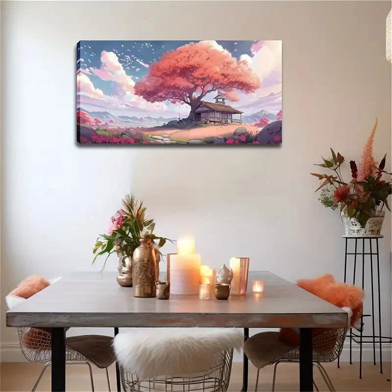 Vibrant Orange-Red Blossoms Wall Art Canvas Office Home Room Framed 120x60cm - Bella Home Decor