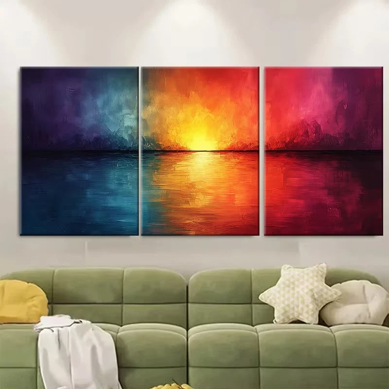 3pcs Abstract Colorful Landscape Metal Print Ready to Hang Art
