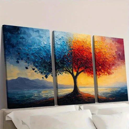 3pcs Tree Oil Painting Colorful Art RT Wall Art Set Canvas Unframed - High Quality Print 100% Australian Made Wall Canvas - Bella Home Decor