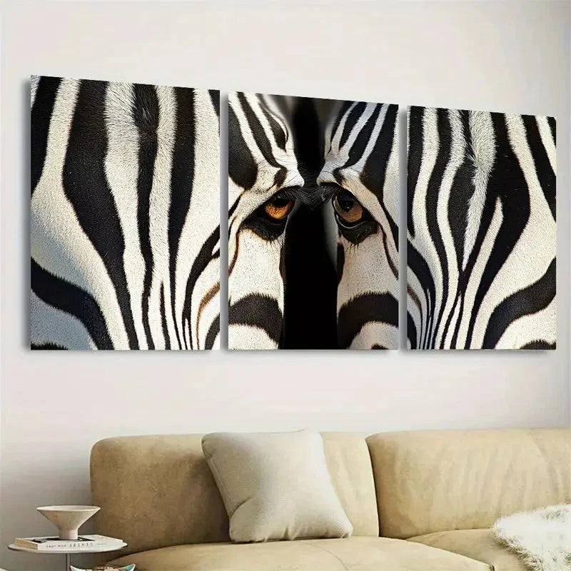 3pcs Zebra Animal Wall Art Set Canvas Framed 60x90cm - High Quality Print 100% Australian Made Wall Canvas Ready to Hang