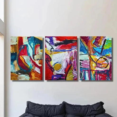 3pcs Vibrant Abstract Floral Wall Art Set Canvas Unframed - High Quality Print 100% Australian Made Wall Canvas