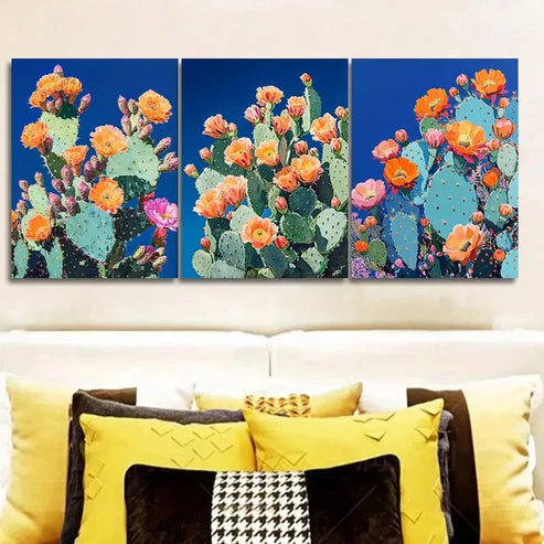 3pcs Night Cactus Blue sky Wall Art Set Canvas Unframed - High Quality Print 100% Australian Made Wall Canvas