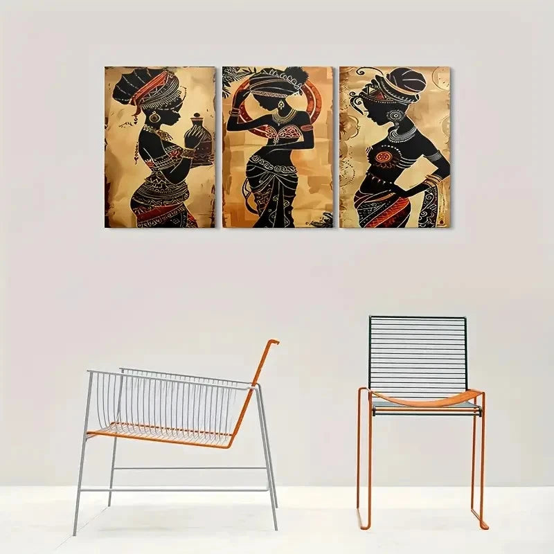 3pcs Ethnic Silhouette Women Decor Wall Art Set Canvas Framed 60x90cm - High Quality Print 100% Australian Made Wall Canvas Ready to Hang
