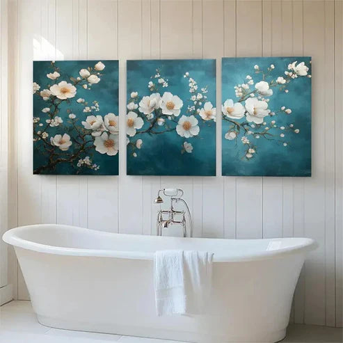 3pcs Elegant White Blossom Branches Perfect Wall Art Canvas Unframed - High Quality Print 100% Australian Made Wall Canvas