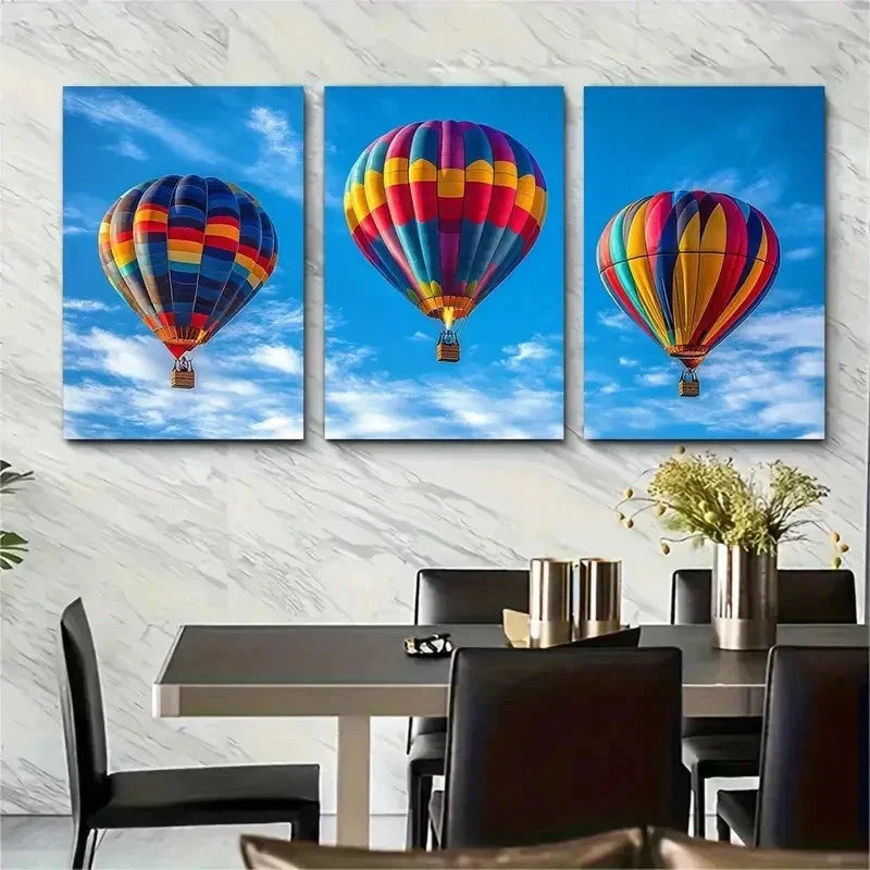 3pcs Colorful Skyline Design Perfect Wall Art Set Canvas Framed 50x70cm - High Quality Print 100% Australian Made Wall Canvas Ready to Hang - Bella Home Decor