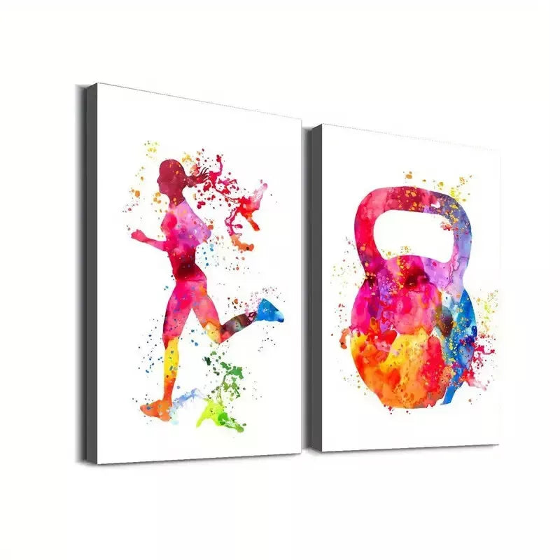 2pcs Artistic Sports Modern Classic Color Splashes Framed 50x75cm - High Quality Print 100% Australian Made Wall Canvas Ready to Hang - Bella Home Decor