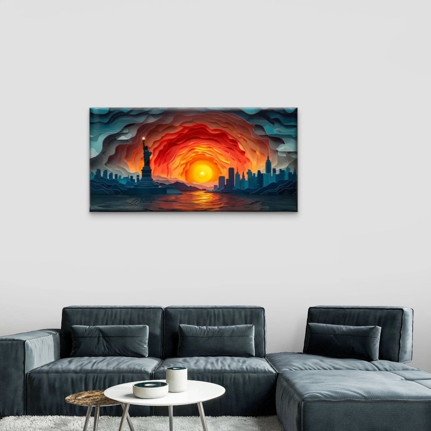 Sunset City Abstract Perfect Wall Art Canvas Office Home Room Framed 120x60cm