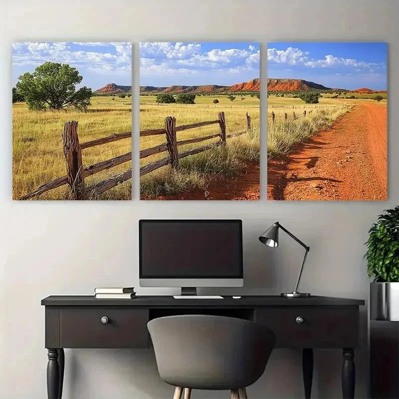 3pcs Southwestern Oklahoma Landscapes Perfect Wall Art Set Canvas Framed 50x70cm - High Quality Print 100% Australian Made Wall Canvas Ready to Hang