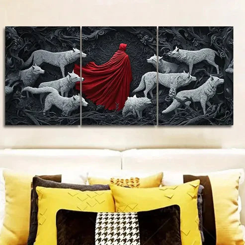3pcs The Red Lord and the White Wolf Wall Art Canvas Unframed - High Quality Print 100% Australian Made Wall Canvas